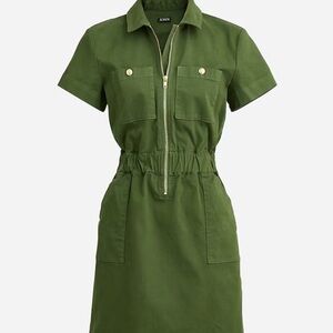 Jcrew zip front chino dress, utility green NWT